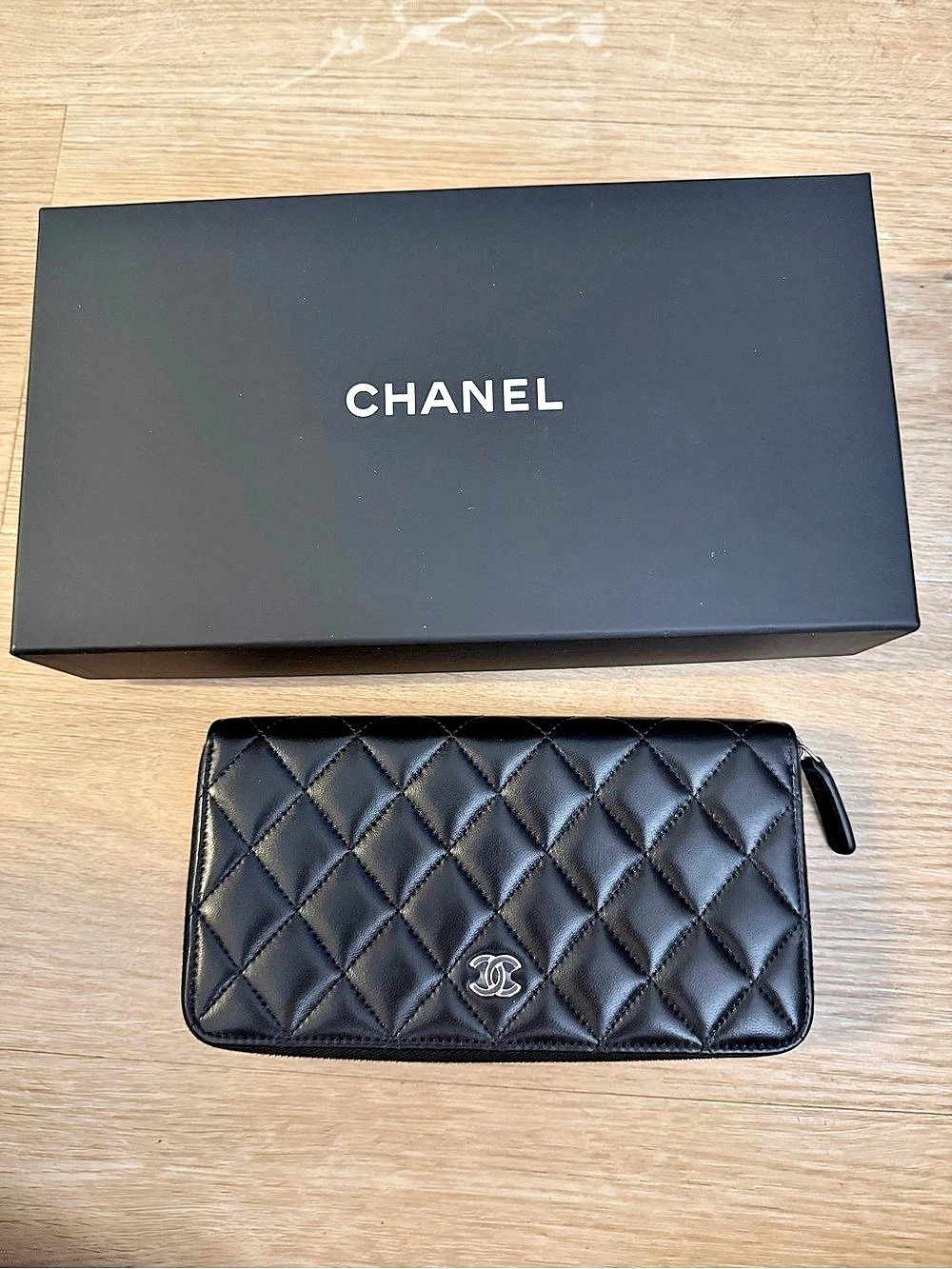 Chanel Classic Long Zip Around Wallet Black